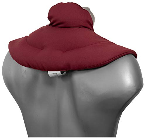 Cojín cervical de calor con cuello. burdeos. Almohada térmica con huesos de cerezas. Cojín de nuca. Saco térmico de semillas