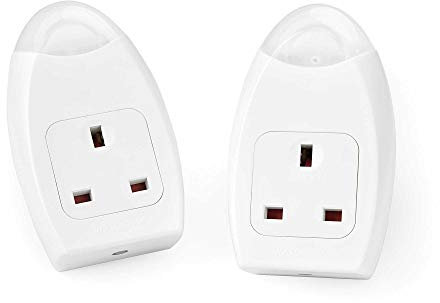 Masterplug NFS38/10-BG Soft Glow LED Dusk to Dawn Lights Plug In Sockets, Set of Two, 8 x 8 x 6 cm, Silver
