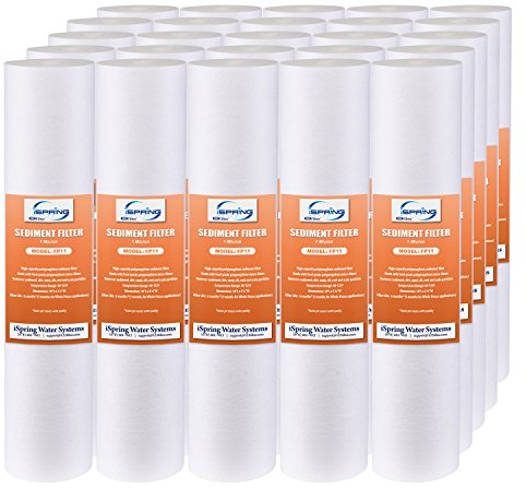 iSpring 10x2.5 Multi-Layer PP FP11X25 Universal Sediment Filter Cartridges 1 Micron 25-Pack White