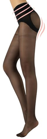CALZITALY Collant Donna Modellante Push Up Nero & Naturale 20den S M L Xl