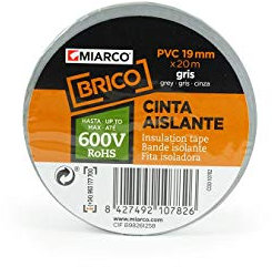 MIARCO 10782 - Cinta aislante de PVC Miarco Brico Gris 19mm x 20m