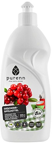 Purenn Detergente ecológico para lavavajillas, aloe vera y arándano, 500 ml