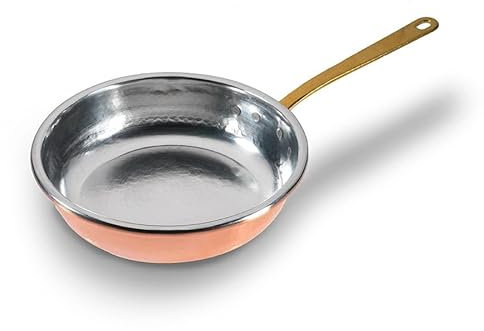 Saltiera in Rame puro stagnato con manico ottone 24 cm