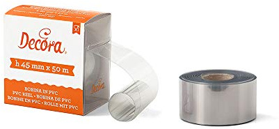DECORA 0160757 TORTENRANDFOLIE AUS PVC Rolle 50 M X H 45 MM, Durchsichtig