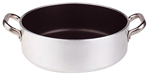 Pentole Agnelli ALSA2106S36 Casseruola Bassa con Maniglie, Alluminio, Argento, 36 cm