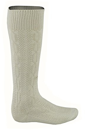 FAIZI FASHION Mens Bavarian Oktoberfest/Causal Lederhosen Socks Pairs - White (9 UK / 43 EU)