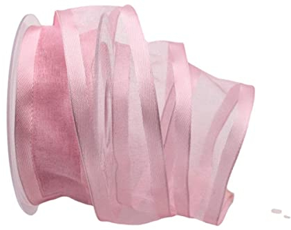 Christa-Bänder Organzaband Florband Rosa mit Draht 40mm