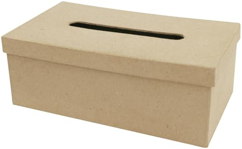 Décopatch AC657O Taschentuchbox M aus Pappmaché, 14 x 25 x 9 cm, zum Verzieren, perfekt für Ihre Wohndeko, kartonbraun