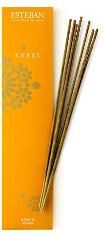 Esteban - Räucherstäbchen – Incense Sticks - 20 Stück, Natürliche Inhaltsstoffe, Wenig Rauch, Raumduft für Entspannung & Meditation - Handgefertigt mit natürlichen Inhaltsstoffen - Bernstein