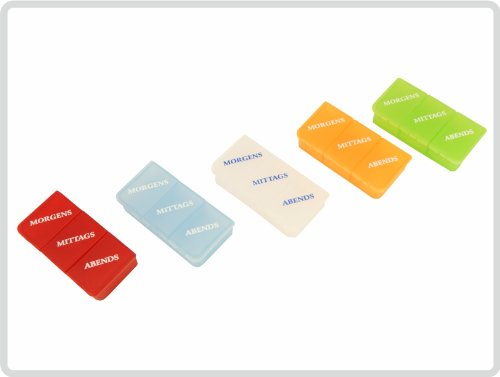 Tablettendose Pillendose, 3-geteilt, mit Klappdeckel - Tablettenbox Pillenbox (transparent)