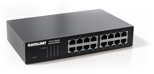 Intellinet 16-Port Gigabit Ethernet Switch Desktop 19 Inch Rack Mount Black 561068