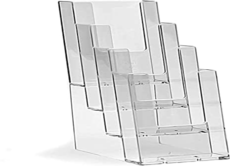 taymar 4C110 Prospekthalter/Flyerhalter 4 Fächer DIN Lang (DL), Polystyrol, Transparent