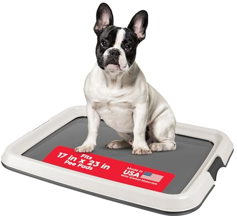 IRIS USA Pee Pad Holder for Dogs and Puppies, Potty Training Tray with Secured Latches, Non-Skid Feet, Leak Protection, Easy Clean Surface, Fits 17x 23 Puppy Pads Size, Dark Gray