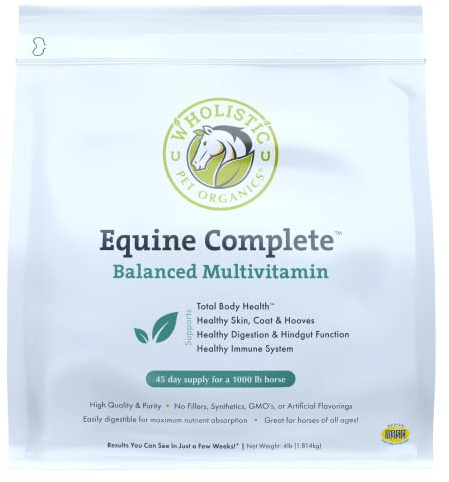 Wholistic Pet Organics Equine Complete: Horse Multivitamin for Total Body Health - Horse Supplement with Vitamins, Minerals, Prebiotics, Probiotics, Antioxidants and More - 4 Lb