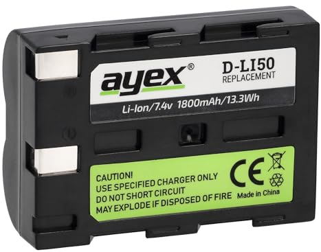 ayex D-Li50 Batterie compatible avec Pentax K110D K100D K-10D K-20D Konica Minolta A1 A2 5D 7D UVM. Puissante et fiable NP-400 Replace