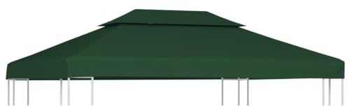 vidaXL Cubierta de Repuesto de Cenador, Toldo de Cenador, Cubierta Superior Resistente al Agua, Refugio para Reuniones, Verde 3x4 m