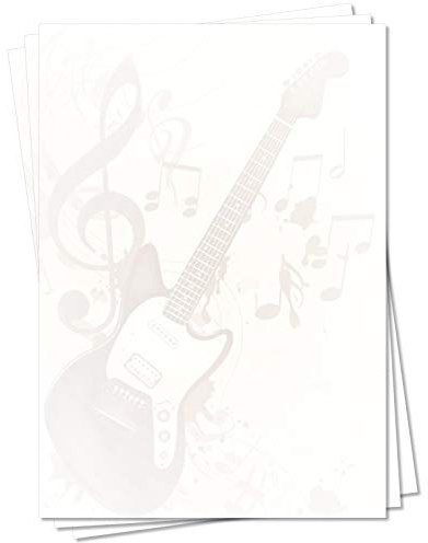 Motiv Briefpapier (Musik-5103, DIN A4, 100 Blatt) E-Gitarre Noten Notenschlüssel Musik Briefpapier Motivpapier