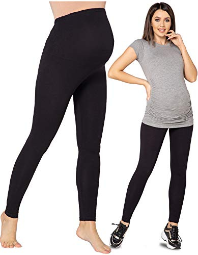 Purpless Maternity Pregnancy Leggings Belly Support Stretchy Long Over Bump Cotton Trousers for Pregnant Women 1025 (18, Black)