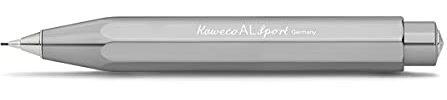 Kaweco AL SPORT Druckbleistift Raw 0.7 mm HB I Mechanischer Bleistift aus hochwertigem Aluminium in seidenglänzender Optik I Druck-Bleistift nachfüllbar in Silber I Druckminenbleistift 10,5 cm