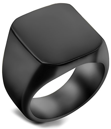 Flongo Herren Ring Männer Siegelring Bandring Daumenring Edelstahlring Schwarz Ton Hochzeit Verlobung Engagement Herren-Accessoires Größe 67