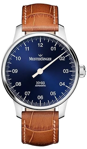 MeisterSinger N°03 (38mm) Blue Dial/Cognac Brown Leather Strap BM9908