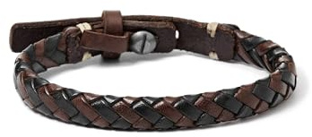 FOSSIL Armband För Män , Längd: 240mm Svart, Brun, Silver Äkta Läderarmband, JA5932716, Kaffebrunt