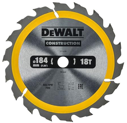 DeWalt DT1938-QZ Construction Circ Saw Blade, Yellow, 184 x 16 mm