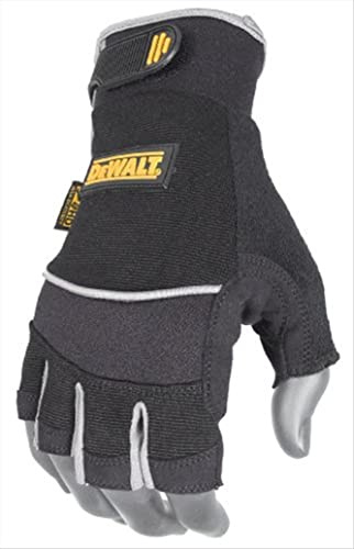 DEWALT DPG230L Technicians Fingerless Synthetic Leather Glove, Black, Large