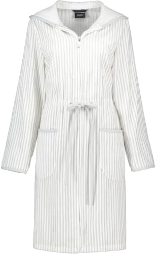Cawö Home Bademäntel Damen Reißverschluss 6416 weiss-silber - 76 M