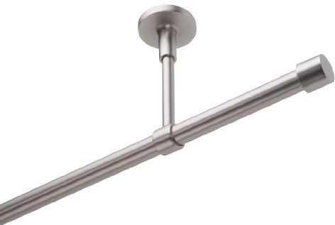DécoProfi Gardinenstangen Chrom Matt 1-läufig Ø 16 mm L: 160 cm I Endkappe Gardinen/Vorhangstange im Set I Inklusive Träger, Befestigung und Endstücke I Decken- oder Wandbefestigung