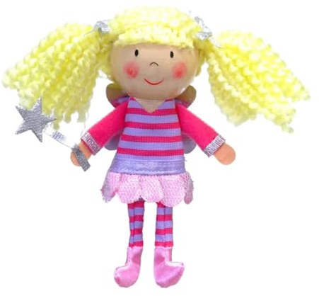 Fiesta Crafts Fairy Finger Puppet for Kids – Fabric Interactive Fairy Toy with Wooden Head for Role Play, Creativity & Sensory Skills - Gift for 3 Year Old Boys & Girls to 9 year old Girls & Boys