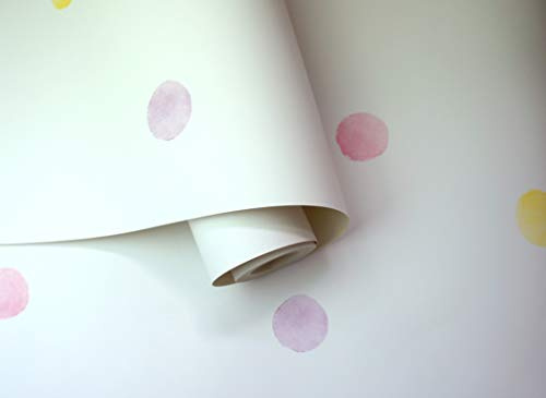 Holden Watercolor Dots Pink/Yellow Wallpaper