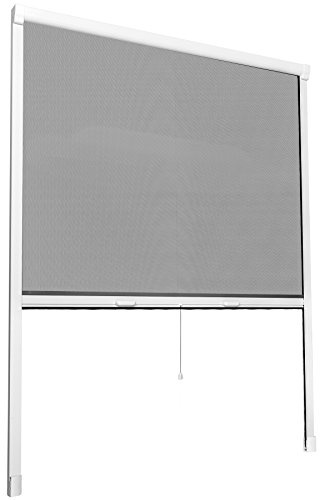 tectake® Mörkläggande rullgardin, justerbar rullgardin med aluminiumkassett, UV-beständigt glasfibernät och enkel montering för fönster inomhus och utomhus - 110 x 160 cm vit