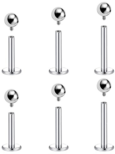 Body CAC 6 pezzi - 16G filettatura interna F136 G23 titanio Labret Monroe LipTragus Helix orecchini a bottone - sfere lisce da 3mm