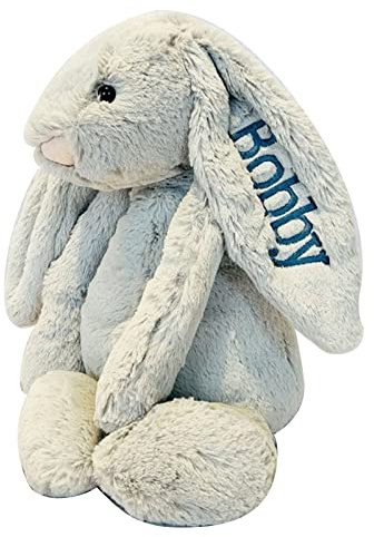 Embroidered Plush Bunny with Child's Name Handmade Custom Plush Toy Child's First Easter Gift