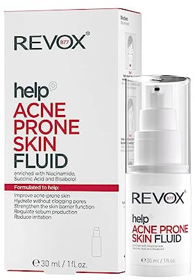 REVOX B77 - Help Acne Prone Skin Fluid, 30 ml, Crema Acné Facial, Fluido Pieles Grasas con Tendencia al Acné, Hidrata y Regula la Producción de Sebo, Reduce Grano y Puntos Negros, Trata Imperfecciones