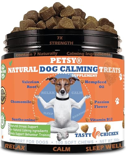 Dog Calming Tablets that work CALMS Fear, Stress, Separation Anxiety, Travel Calming Dog Treats DAILY Dog Calming Chews TASTY Calming Tablets for Dogs CHICKEN Dog Calming Tablets Dog calming products