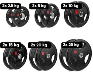 Coppia Dischi Olimpici per Bilancieri e Manubri | Bumper Plates Foro da 50 mm Dischi Peso Gommati da 2,5KG a 25kg (15)