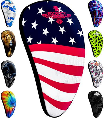 Exxact Sports Lightweight Athletic Cup Mens & Boys with Soft Rim Comfort for Superior Support, Baseball Cup Youth Boys for T-Ball, Football, Lacrosse, Hockey Groin Protector (Small, USA Flag)