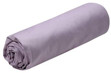 STOF - Drap Housse - Taille 160x200 cm Grand Bonnet 30 cm - Qualité Percale de Coton - 100% Coton certifié Oeko-Tex - Couleur Parme - Modèle Elysée - Linge de lit pour Maison - Doux et Confortable