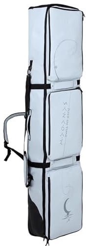 Lzyjck Snowboardtasche mit Rollen Gepolsterte Skitasche für Flugreisen wasserdichte Snowboardtasche mit Rollen Faltbare Skitasche mit Rollen Doppelroll-Skitasche,Grau