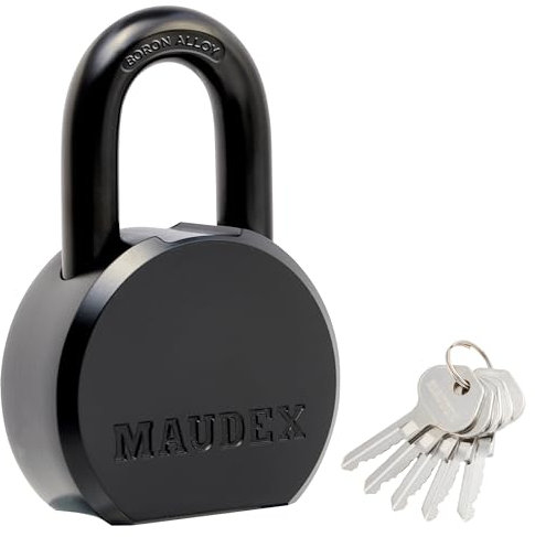 Maudex® PML65 Lucchetto Per Impieghi Gravosi - Elevata Sicurezza Con Archetto In Lega Di Boro, Design Resistente Alle Intemperie, 5 Chiavi In Ottone. Per Capannoni, Cancelli