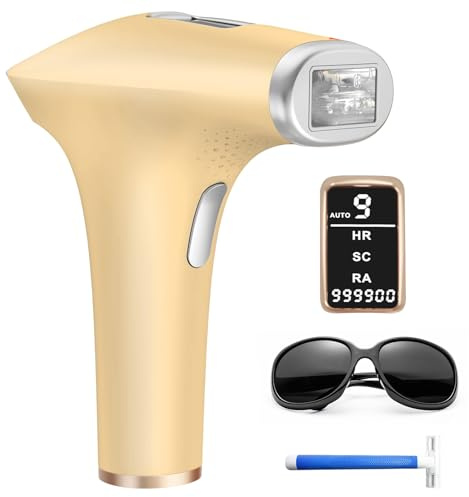 TIIMAGIC IPL Geräte Haarentfernung Laser mit 9 Energiestufen und 3 Funktionen HR/SC/RA, 999.900 Lichtimpulse Schmerzfreie Haarentfernung Laser für Frauen, Gesicht, Achseln, Beine, Körper Sandig