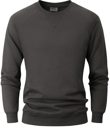 USALL Sweatshirts für Herren Baumwolle Schwergewicht Pullovers Männer Langarm Casual Sweatshirt(W500 DeepGray L)