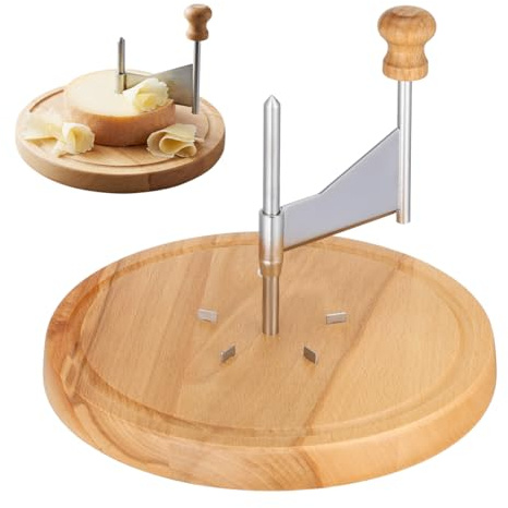 Gatuida Girolle Cheese Curler Wooden Base Stainless Steel Manual Slicer Cutter Tool for Tete de Moine Wheel Chocolate Dessert Pastry Chef Restaurant Table Presentation 22cm