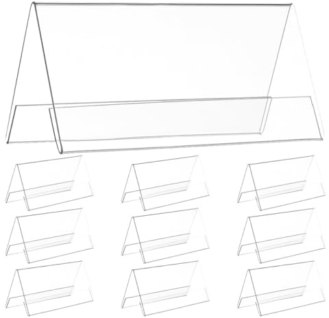 FIXOSHEE Porte-Étiquettes de Table Acrylique Transparent 120 X 60 MM Support Double Face Affichage Clair Rapide pour Réunions et Événements Professionnels