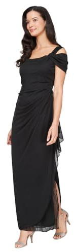 Alex Evenings Damen Langes Schulterfreies, Brautmutterkleid, Formelle Veranstaltungen (Zierliche und Normale Größen) Kleid, Schwarz, 46