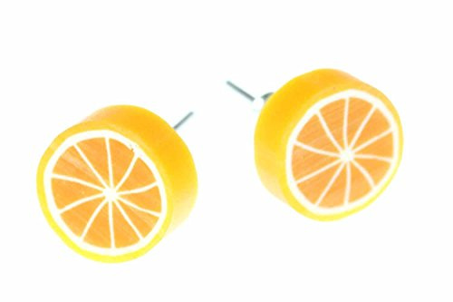 Miniblings Orange Ohrstecker Stecker Ohrringe Orangen Frucht Obst rund 1cm | In Berlin von Hand montierter Ohrschmuck, sorgfältig von Hand montiert