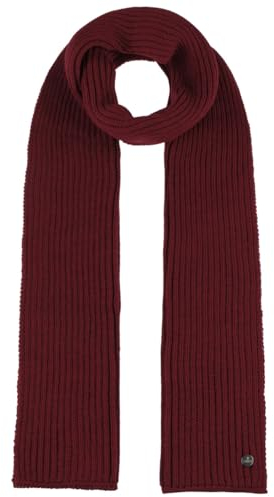 LIERYS Merino Winterschal Damen/Herren (Unisex, 185 x 20 cm) - Made in Germany - Modischer Strickschal aus Merinowolle - Schal mit Rippstrickmuster - Herbstschal Herbst/Winter rot