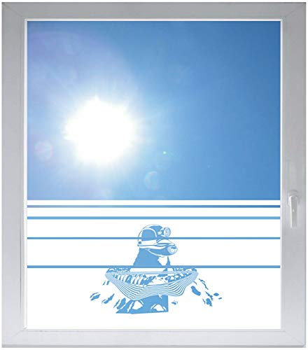 INDIGOS UG Sichtschutzfolie Glasdekorfolie Fensterfolie mit Motiv satiniert Blickdicht - E586 Biber Kämpfer - 800 mm Länge - 500 mm Höhe - Streifen - selbstklebend - matt - für Bad